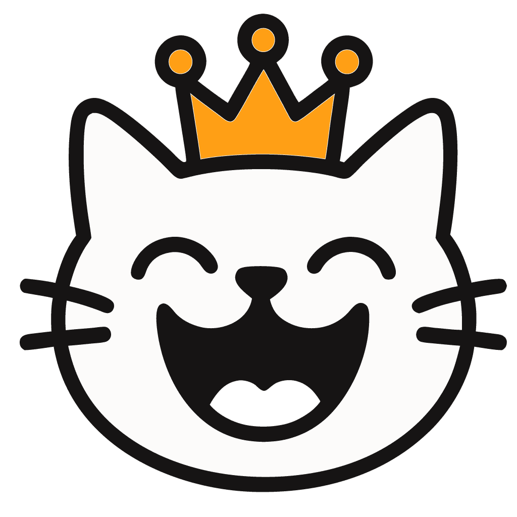 Cat smiling with crown vector graphic