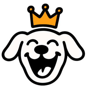Dog smiling with crown vector graphic